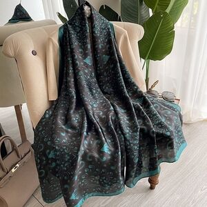 Miss Lucy Long Elegant Black and Teal/Black And Brown Patterned Scarf